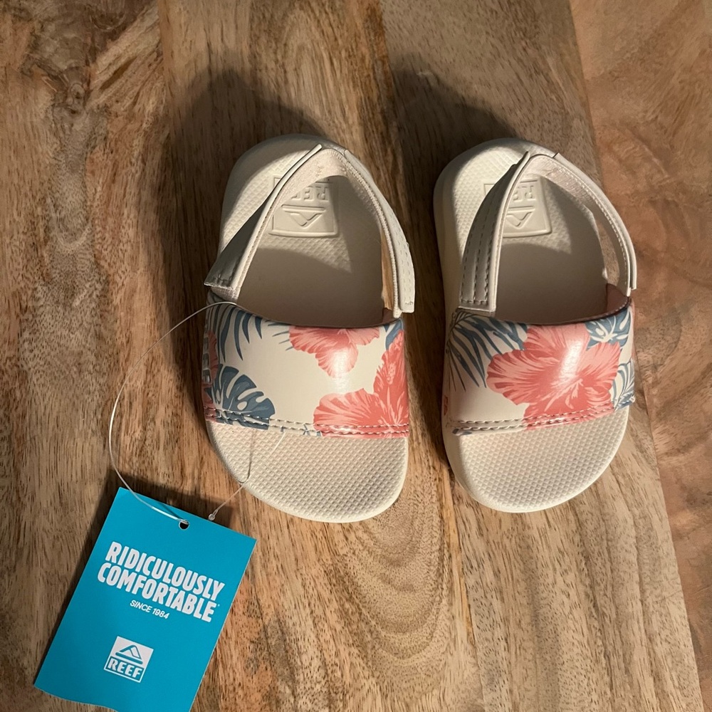 Reef Baby/Toddler Sandals - Pink and Blue Hawaiian Floral
